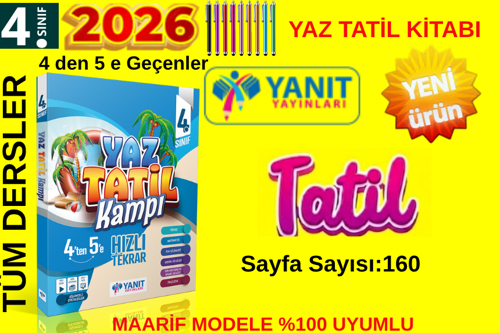 4.Sınıf 4'den 5 e Geçenler Tüm Dersler Hızlı Tekrar Maarif Müfredatı Yaz Tatil Kitabı+Tablet Kalem