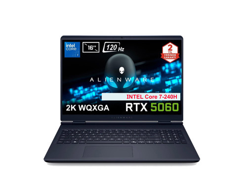 Alienware 16 Aurora Intel Core 7-240H 48 GB DDR5 512 GB RTX 5060 8GB 16 inç 2K WQXGA 120Hz WVA Windows 11 Pro AC16250-C7321U56N FR75 Gaming Laptop