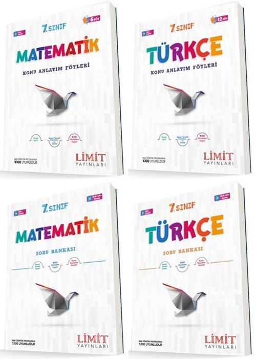 Limit 7. Sınıf Matematik + Türkçe Konu Föyleri + Soru Seti 4 Kitap 2023