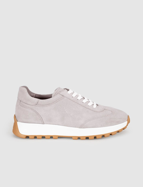 Açık Gri Süet Hakiki Deri Kadın Sneaker Ayakkabı