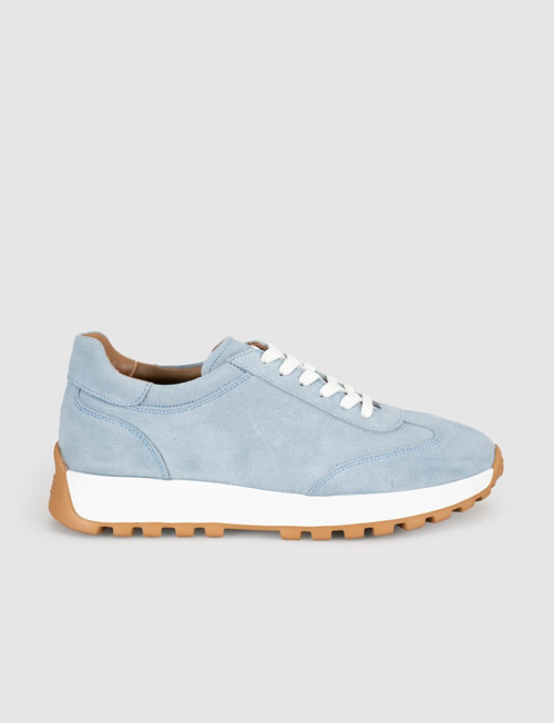 Buz Mavisi Süet Hakiki Deri Kadın Sneaker Ayakkabı
