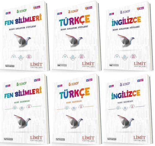 Limit 8. Sınıf Fen + Türkçe + İngilizce Konu Föyleri + Soru Seti 6 Kitap 2023