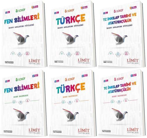 Limit 8. Sınıf Fen + Türkçe + İnkılap Konu Föyleri + Soru Seti 6 Kitap 2023