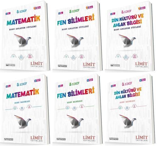 Limit 8. Sınıf Matematik + Fen + Din Konu Föyleri + Soru Seti 6 Kitap 2023