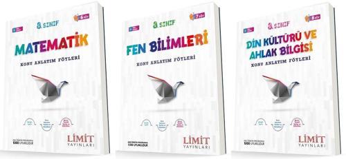 Limit 8. Sınıf Matematik + Fen + Din Konu Föyleri Seti 3 Kitap 2023