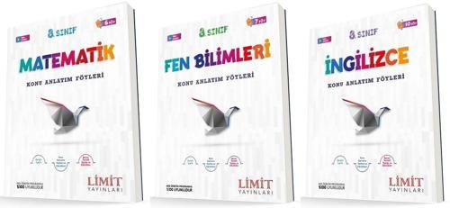 Limit 8. Sınıf Matematik + Fen + İngilizce Konu Föyleri Seti 3 Kitap 2023