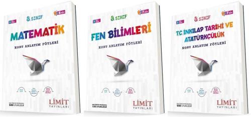 Limit 8. Sınıf Matematik + Fen + İnkılap Konu Föyleri Seti 3 Kitap 2023
