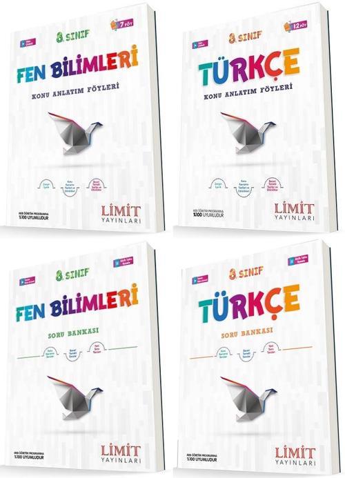 Limit 8. Sınıf Fen Bilimleri + Türkçe Konu Föyleri + Soru Seti 4 Kitap 2023
