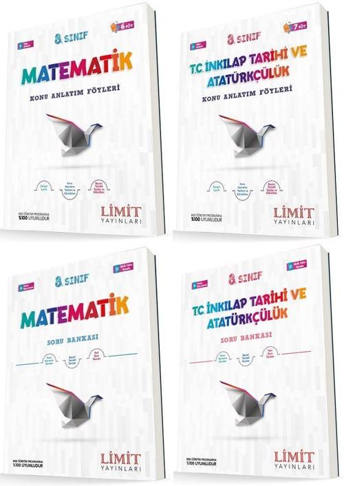 Limit 8. Sınıf Matematik + İnkılap Konu Föyleri + Soru Seti 4 Kitap 2023