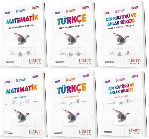 Limit 8. Sınıf Matematik + Türkçe + Din Konu Föyleri + Soru Seti 6 Kitap 2023