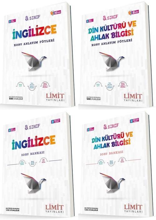 Limit 8. Sınıf İngilizce + Din Konu Föyleri + Soru Seti 4 Kitap 2023