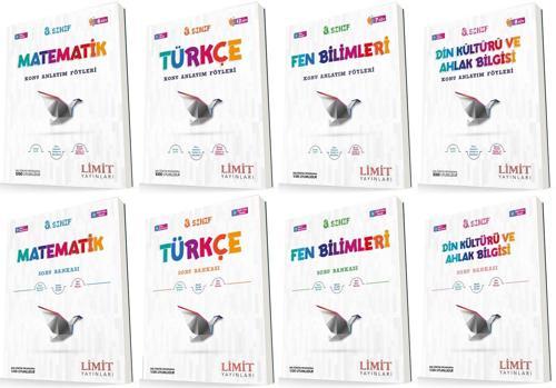 Limit 8. Sınıf Matematik + Türkçe + Fen + Din Konu Föyleri + Soru Seti 8 Kitap 2023