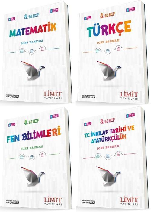Limit 8. Sınıf Matematik + Türkçe + Fen + İnkılap Soru Seti 4 Kitap 2023