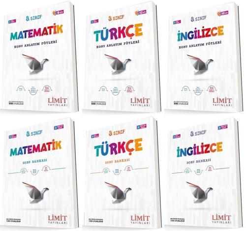 Limit 8. Sınıf Matematik + Türkçe + İngilizce Konu Föyleri + Soru Seti 6 Kitap 2023