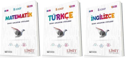 Limit 8. Sınıf Matematik + Türkçe + İngilizce Konu Föyleri Seti 3 Kitap 2023