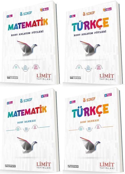 Limit 8. Sınıf Matematik + Türkçe Konu Föyleri + Soru Seti 4 Kitap 2023