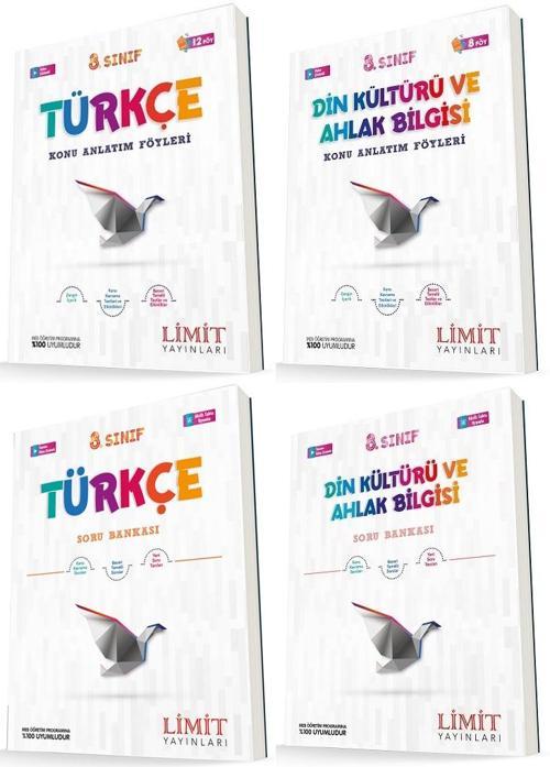 Limit 8. Sınıf Türkçe + Din Konu Föyleri + Soru Seti 4 Kitap 2023