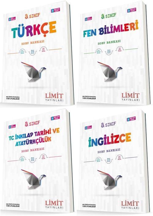 Limit 8. Sınıf Türkçe + Fen + İnkılap + İngilizce Soru Seti 4 Kitap 2023