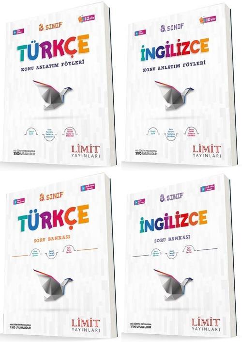 Limit 8. Sınıf Türkçe + İngilizce Konu Föyleri + Soru Seti 4 Kitap 2023