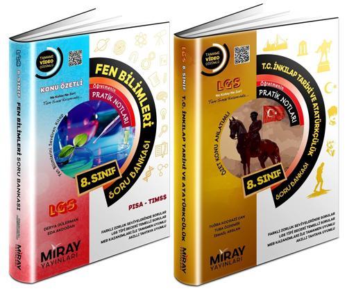 Miray 2024 8. Sınıf Lgs Fen Bilimleri + İnkılap Soru Seti 2 Kitap