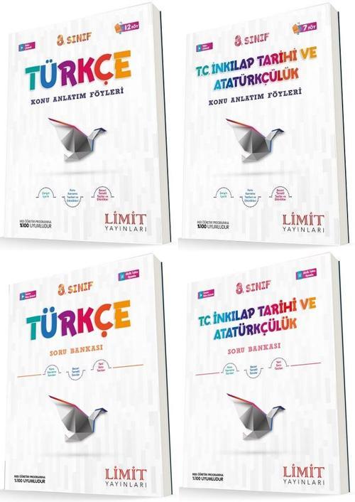 Limit 8. Sınıf Türkçe + İnkılap Konu Föyleri + Soru Seti 4 Kitap 2023