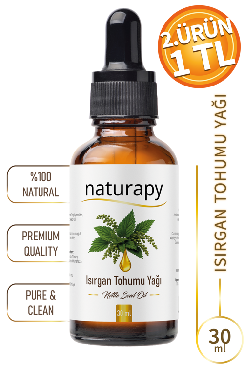 Isırgan Tohumu Yağı (Nettle Seed Oil) Soğuk Sıkım Sabit Yağ 30 ml Damlalıklı Cam Şişe