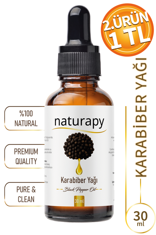 Karabiber Yağı (Black Pepper Oil) Soğuk Sıkım Sabit Yağ 30 ml Damlalıklı Cam Şişe
