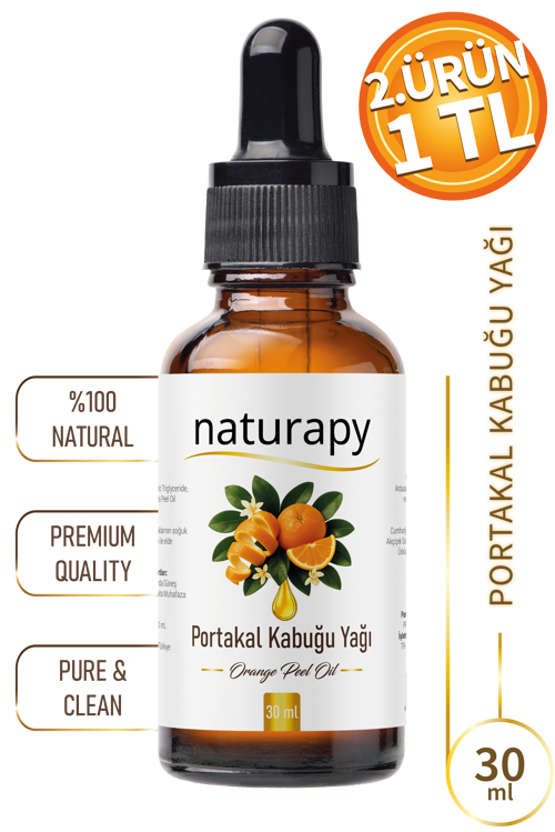 Portakal Kabuğu Yağı (Orange Peel Oil) Uçucu Yağ 30 ml Damlalıklı Cam Şişe