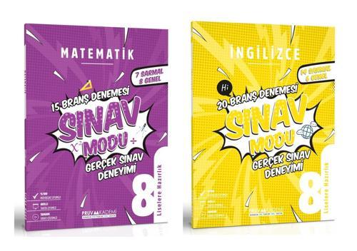 Pruva Akademi 8. Sınıf Matematik + İngilizce Sınav Modu Deneme Seti 2 Kitap 2023