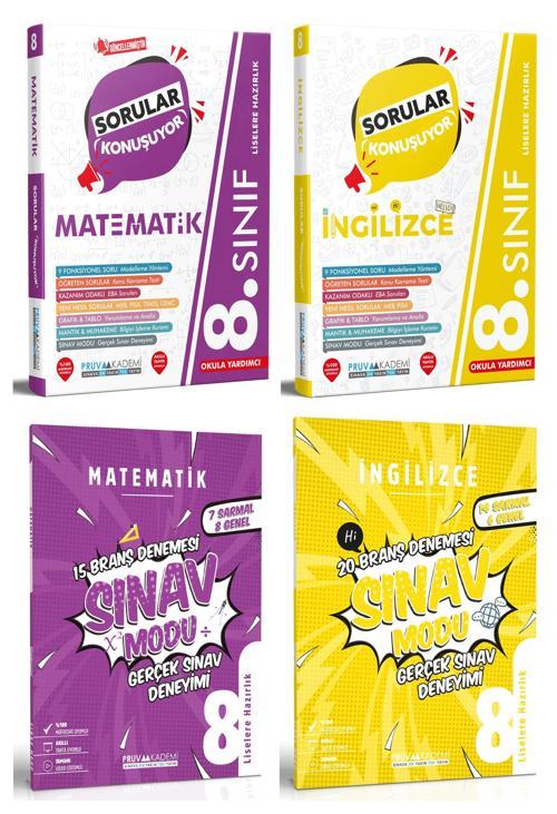 Pruva Akademi 8. Sınıf Matematik + İngilizce Sorular Konuşuyor + Deneme Seti 4 Kitap 2023