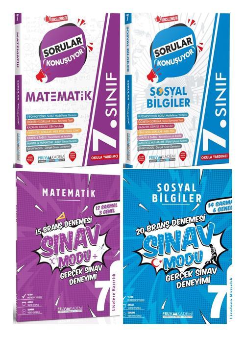 Pruva Akademi 7. Sınıf Matematik + Sosyal Bilgiler Sorular Konuşuyor + Deneme Seti 4 Kitap 2023