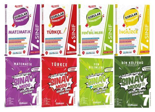 Pruva Akademi 7. Sınıf Matematik + Türkçe + Fen + İngilizce Sorular Konuşuyor + Deneme Seti 8 Kitap 2023