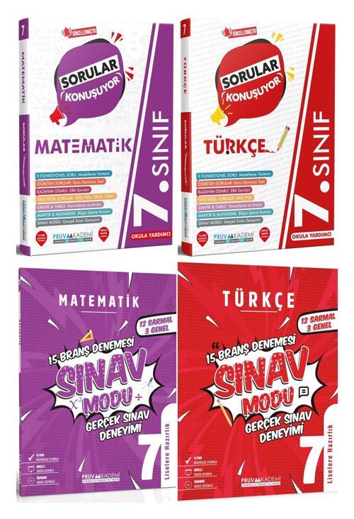 Pruva Akademi 7. Sınıf Matematik + Türkçe Sorular Konuşuyor + Deneme Seti 4 Kitap 2023