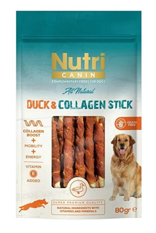 Ördek Eti Sargılı Kolajen Çubuk Tahılsız Köpek Et Ödülü 80 Gr