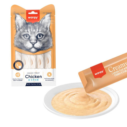 Tavuklu ve Yengeçli 5x14 gr Krema Kedi Ödül Maması
