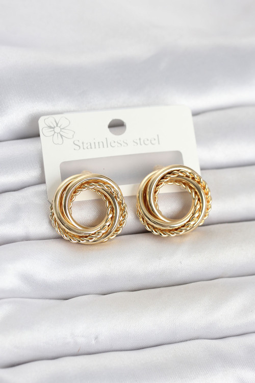 Gold Renk Halka Model Asorti Kadın Küpe - EBJ260612W44049