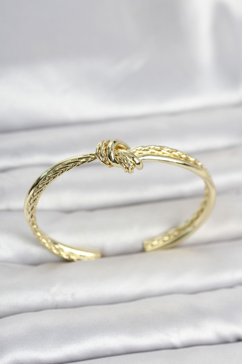 Gold Renk Düğüm Model Pirinç Kadın Bileklik