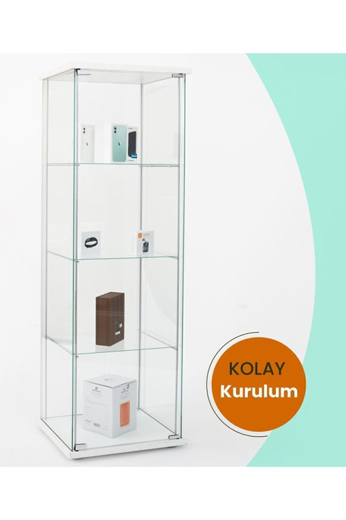 Home Cam Vitrin Gümüşlük Büfe Kitaplık Camlı Koleksiyon Vitrini -Detolf Cam Vitrin-Teşhirvitrin