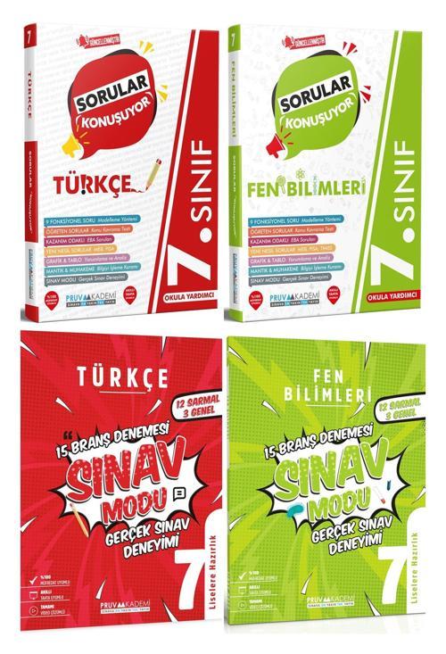 Pruva Akademi 7. Sınıf Türkçe + Fen Bilimleri Sorular Konuşuyor + Deneme Seti 4 Kitap 2023