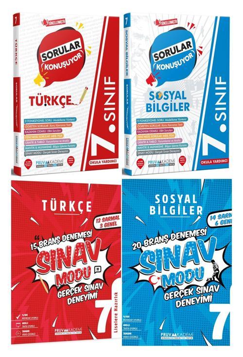 Pruva Akademi 7. Sınıf Türkçe + Sosyal Bilgiler Sorular Konuşuyor + Deneme Seti 4 Kitap 2023