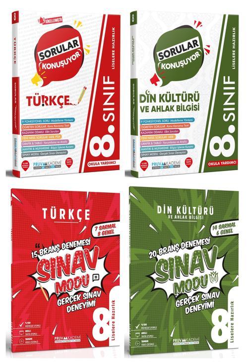 Pruva Akademi 8. Sınıf Türkçe + Din Kültürü Sorular Konuşuyor + Deneme Seti 4 Kitap 2023