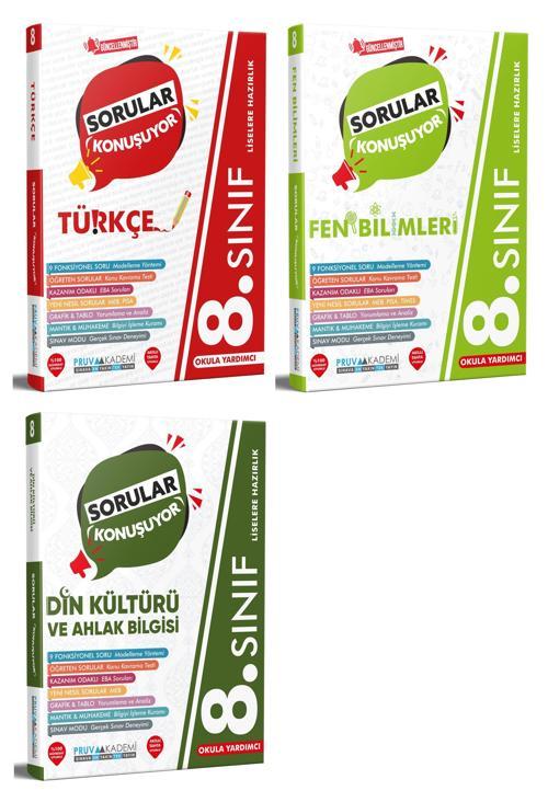 Pruva Akademi 8. Sınıf Türkçe + Fen + Din Sorular Konuşuyor Seti 3 Kitap 2023
