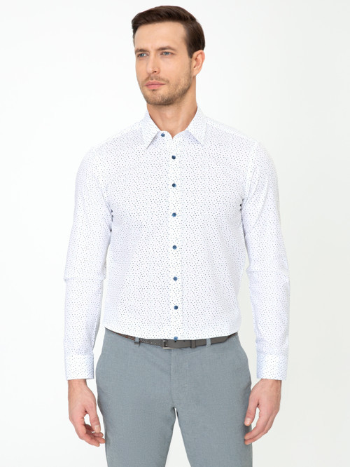 Beyaz Slim Fit Uzun Kollu Gömlek