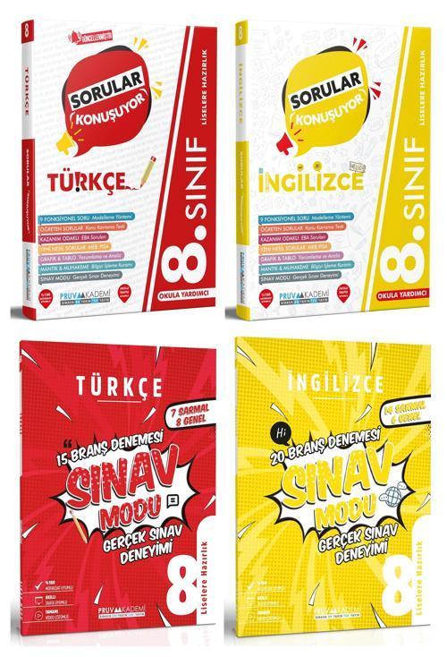Pruva Akademi 8. Sınıf Türkçe + İngilizce Sorular Konuşuyor + Deneme Seti 4 Kitap 2023