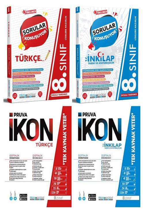 Pruva Akademi 8. Sınıf Türkçe + İnkılap Tarihi Soru + Defter Seti 4 Kitap 2023