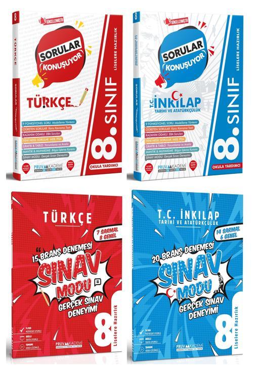 Pruva Akademi 8. Sınıf Türkçe + İnkılap Tarihi Soru + Deneme Seti 4 Kitap 2023