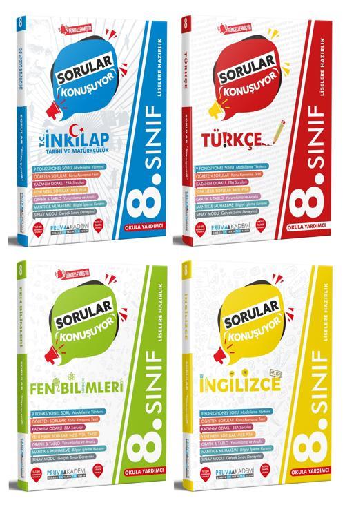 Pruva Akademi 8. Sınıf İnkılap + Türkçe + Fen + İngilizce Soru Seti 4 Kitap 2023