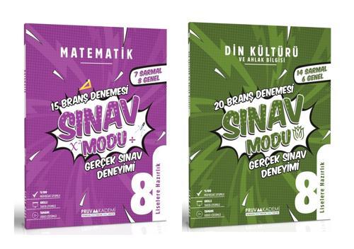 Pruva Akademi 8. Sınıf Matematik + Din Kültürü Sınav Modu Deneme Seti 2 Kitap 2023