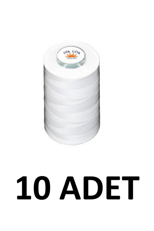 Kozalı Marka 10 Adet 120 Numara Beyaz Polyester Dikiş İpliği 5000 Metre