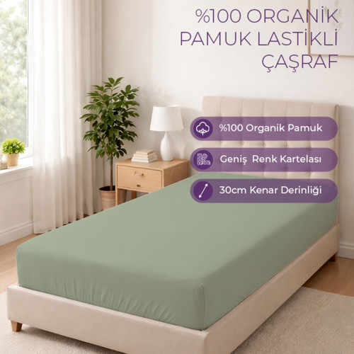 %100 Organik Pamuk Lastikli Çarşaf - Dolmabahçe Serisi